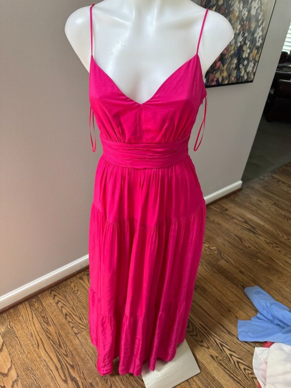 Intermix Noelle Tiered Maxi Dress Silk Blend Pink Size 2